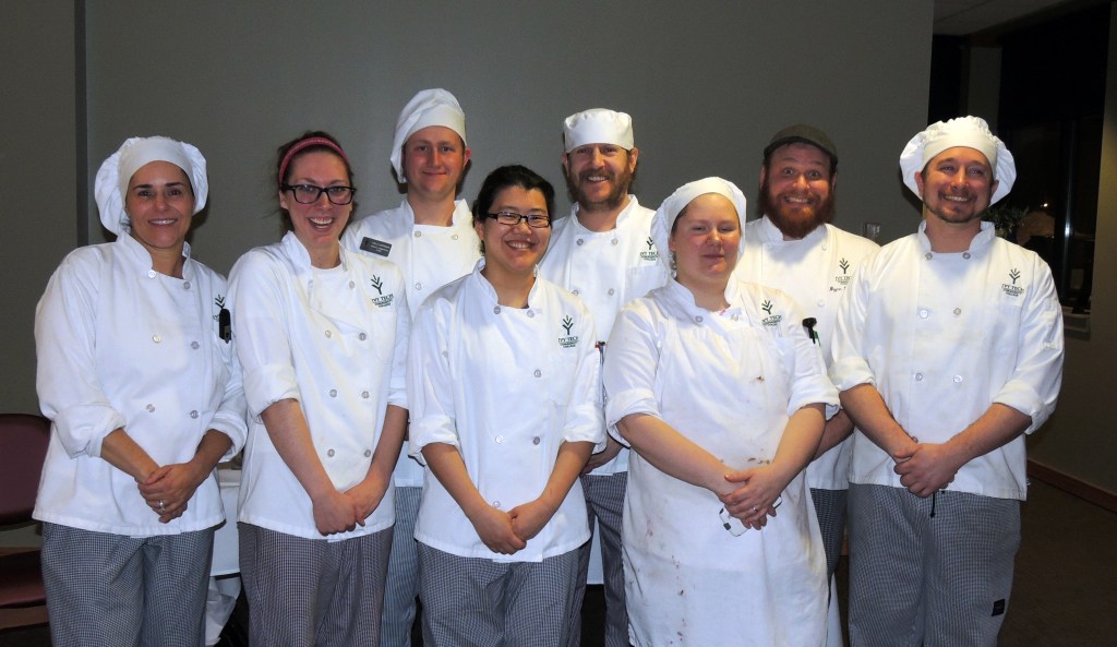 Eight Ivy Tech Community College Northeast Students won the Hospitality Administration program’s Mystery Basket Competition on Friday. They will travel to France to study French cuisine for two weeks. They are, from left: Patricia Pereira Pee, Sarah Marie Fox, James Cole Huffman, Caitlin Ruth Song O'Mara, Adam House, Glenda Hinton, Bryce Verfaillie and Eric Sauer