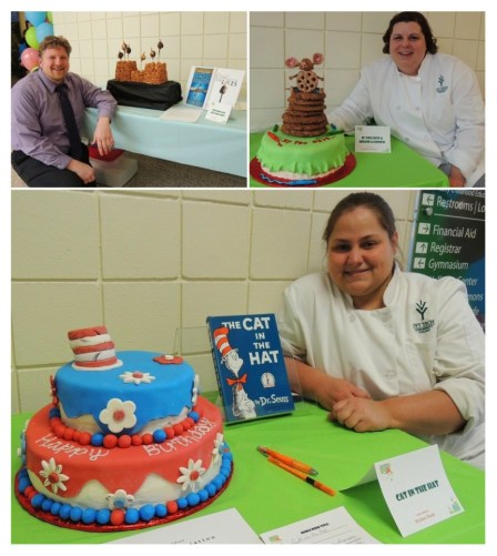 Entrants from 2013's Edible Book Festival. Clockwise from top right: Ivy Tech Northeast's director of Institutional Research Jeffrey Smith; student Michelle Habegger; and student Kristen Finch