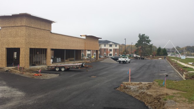 The soon-to-be restaurants on Crescent Avenue across from IPFW. This is facing south on Crescent.