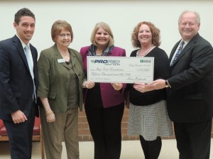 Interim Resource Development Director Oliver Barie, Business and Public Services Dean Elaine Novak, Chancellor Jerrilee K. Mosier, ProFed Assistant Vice President Karen Potter, and ProFed Vice President of Lending Steve Piekarski