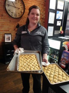 Ivy Tech Northeast grad Michelle Aschliman and her fresh-out-of-the-oven baklava. 