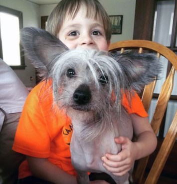 Gideon, Monique's son, 6, with Frankie