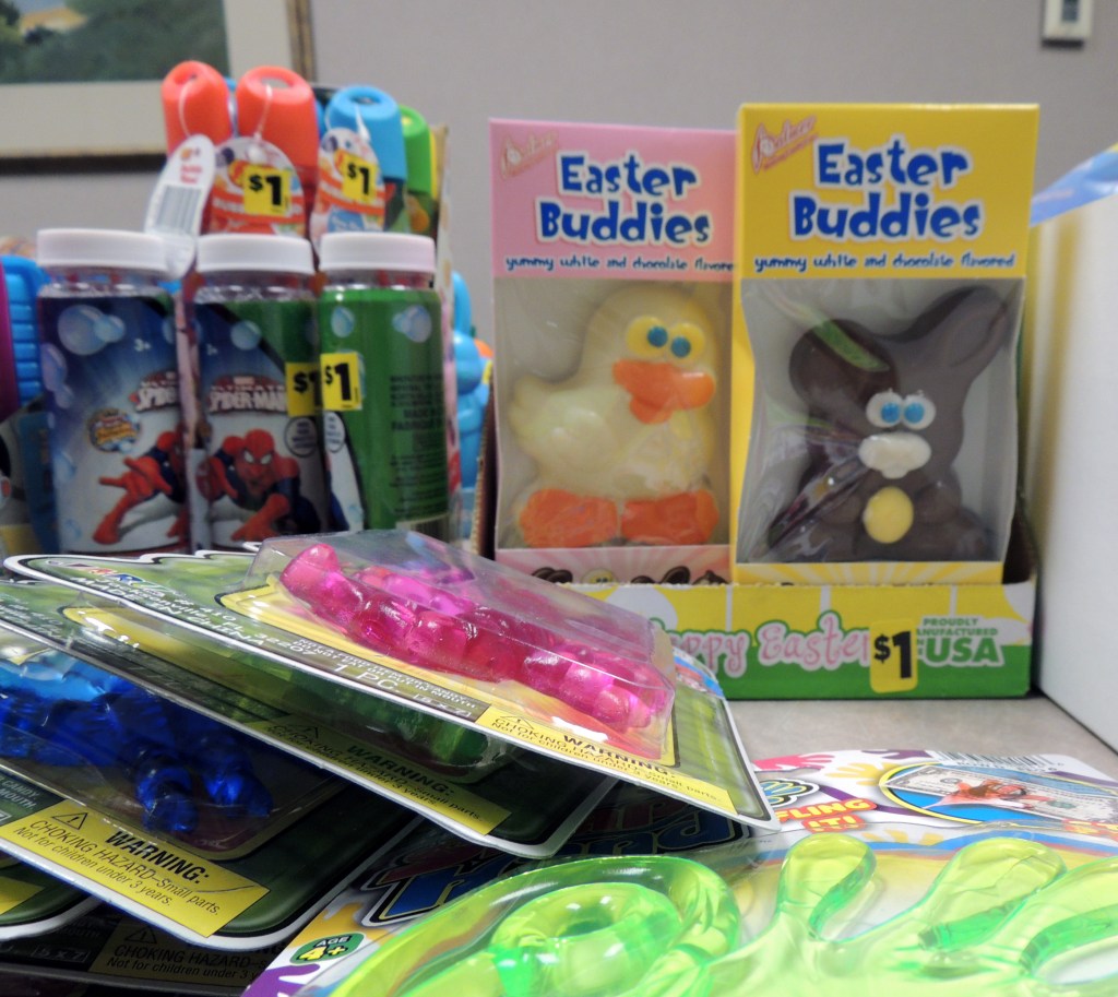 Marketing, which helps the Alumni Association, collected nearly $250 in cash to put together additional baskets. We seriously cleaned out at Dollar General. 