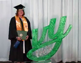 The statue debuted at graduation in spring 2016