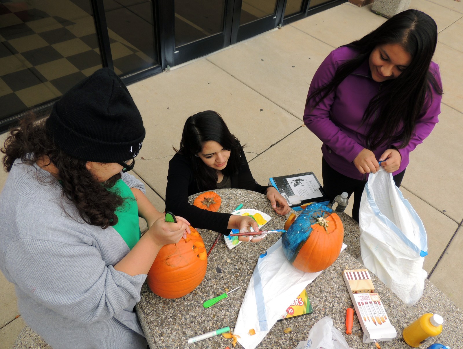 (from left) Nathaly Diaz, pre-engineering student; Liliana Moreno, design technology student; and Karina Vazquez, general studies student