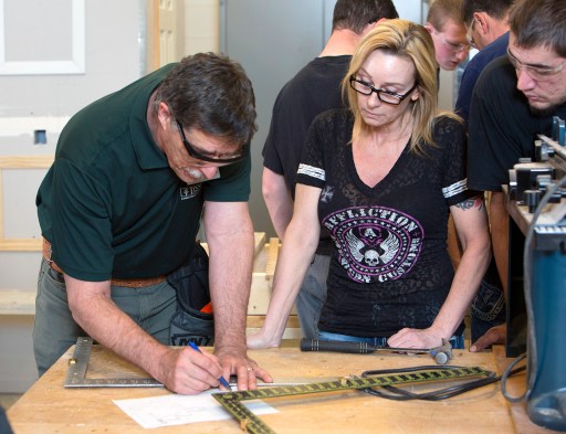 Jonathan Keck, a Construction Technology instructor at Ivy Tech Northeast, teaches a class. Construction Technology is one of two construction programs at the College to receive the Department of Education’s Indiana Career and Technical Education Award for Excellence.