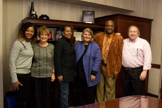 Unity Performing Arts Foundation Inc. and Ivy Tech Northeast’s administrations and board members (l-r): Niyoki Chapman, Valerie Eakins, DaVita Mitchell, Jerrilee Mosier, Marshall White, and Marc Silver